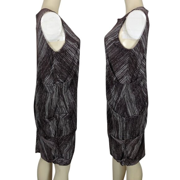 Vivienne Tam Women’s Brown White Dress Size M Abstract Print Sleeveless Draped - Picture 3 of 16